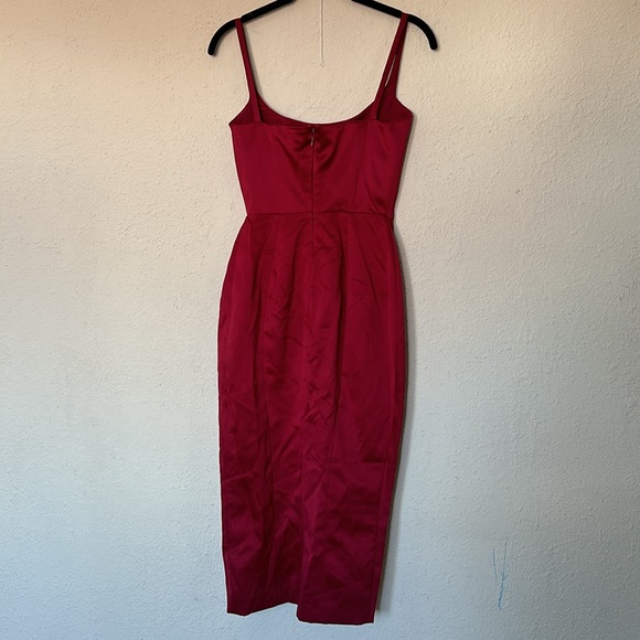 HOUSE OF CB  Casimira' Wine red barbie Satin Corset Midi Dress NWOT size XS - Picture 6 of 15
